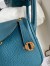 Hermes Mini Lindy Handmade Bag In Vert Bosphore Clemence Leather