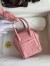 Hermes Mini Lindy Handmade Bag In Rose Sakura Ostrich Leather 