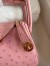Hermes Mini Lindy Handmade Bag In Rose Sakura Ostrich Leather 
