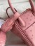 Hermes Mini Lindy Handmade Bag In Rose Sakura Ostrich Leather 
