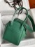 Hermes Lindy 30 Handmade Bag In Malachite Clemence Leather 