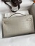 Hermes Kelly Pochette Handmade Bag In Beton Matte Alligator Leather