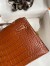Hermes Kelly Pochette Handmade Bag In Gold Matte Alligator Leather