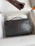 Hermes Kelly Pochette Handmade Bag In Graphite Matte Alligator Leather