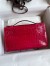 Hermes Kelly Pochette Handmade Bag In Rose Extreme Shiny Alligator Leather