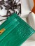 Hermes Kelly Pochette Handmade Bag In Vert Emerald Shiny Alligator Leather