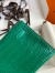 Hermes Kelly Pochette Handmade Bag In Vert Emerald Shiny Alligator Leather