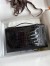 Hermes Kelly Pochette Handmade Bag In Black Shiny Alligator Leather