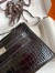 Hermes Kelly Pochette Handmade Bag In Black Shiny Alligator Leather