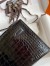 Hermes Kelly Pochette Handmade Bag In Black Shiny Alligator Leather