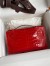 Hermes Kelly Pochette Handmade Bag In Red Shiny Alligator Leather