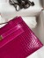 Hermes Kelly Pochette Handmade Bag In Rose Scheherazade Shiny Alligator Leather