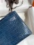 Hermes Kelly Pochette Handmade Bag In Vert Bosphore Shiny Alligator Leather