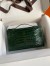 Hermes Kelly Pochette Handmade Bag In Vert Fonce Shiny Alligator Leather