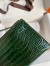 Hermes Kelly Pochette Handmade Bag In Vert Fonce Shiny Alligator Leather