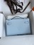 Hermes Kelly Pochette Handmade Bag In Blue Brume Epsom Calfskin