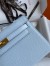Hermes Kelly Pochette Handmade Bag In Blue Brume Epsom Calfskin
