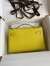 Hermes Kelly Pochette Handmade Bag In Lime Epsom Calfskin