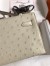 Hermes Kelly Pochette Handmade Bag In Beton Ostrich Leather
