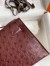 Hermes Kelly Pochette Handmade Bag In Bordeaux Ostrich Leather
