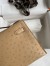 Hermes Kelly Pochette Handmade Bag In Chai Ostrich Leather