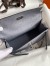 Hermes Kelly Pochette Handmade Bag In Gris Agate Ostrich Leather