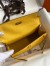 Hermes Kelly Pochette Handmade Bag In Jaune Ambre Ostrich Leather