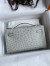 Hermes Kelly Pochette Handmade Bag In Pearl Grey Ostrich Leather