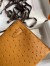 Hermes Kelly Pochette Handmade Bag In Sesame Ostrich Leather