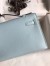 Hermes Kelly Pochette Handmade Bag In Blue Brume Swift Calfskin