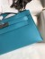 Hermes Kelly Pochette Handmade Bag In Blue du Nord Swift Calfskin