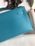 Hermes Kelly Pochette Handmade Bag In Blue du Nord Swift Calfskin