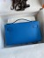 Hermes Kelly Pochette Handmade Bag In Blue Zanzibar Swift Calfskin 