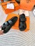 Hermes Men's Genius Sandals In Black Calfskin 