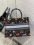 Dior Medium Book Tote Bag In Black Pixel Zodiac Embroidery