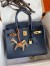 Hermes Birkin 30 Retourne Handmade Bag In Blue Saphir Clemence Leather