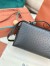 Loro Piana Extra Bag L27 in Black Ostrich Embossed Leather