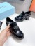 Prada Chocolate High-heeled Loafers In Black Brushed Leather 