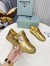 Prada Women's Downtown Sneakers In Gold Metallic Leather 