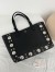 Valentino Nellcote Medium Shopping Bag in Black Grained Calfskin