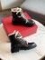 Valentino VLogo Combat Boots with Shearling Lining