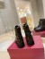 Valentino Vlogo Signature Combat Boots in Noir Toile Iconographe