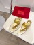 Valentino One Stud Flat Thong Sandals In Gold Metallic Leather