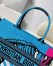 Dior Medium Book Tote Bag In Blue D-Jungle Pop Embroidery