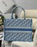 Dior Small Book Tote In Cornflower Blue Dior Oblique Embroidery