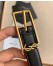 Saint Laurent New Cassandre Buckle Belt 20MM In Black Leather 