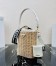 Prada Bucket Bag In Wicker and White Canvas