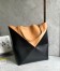 Loewe Large Puzzle Fold Tote Bag in Tan and Black Calfskin