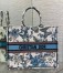 Dior Large Book Tote Bag in White and Blue Toile de Jouy Mexico Embroidery 