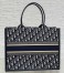 Dior Medium Book Tote Bag with Strap in Blue Dior Oblique Canvas